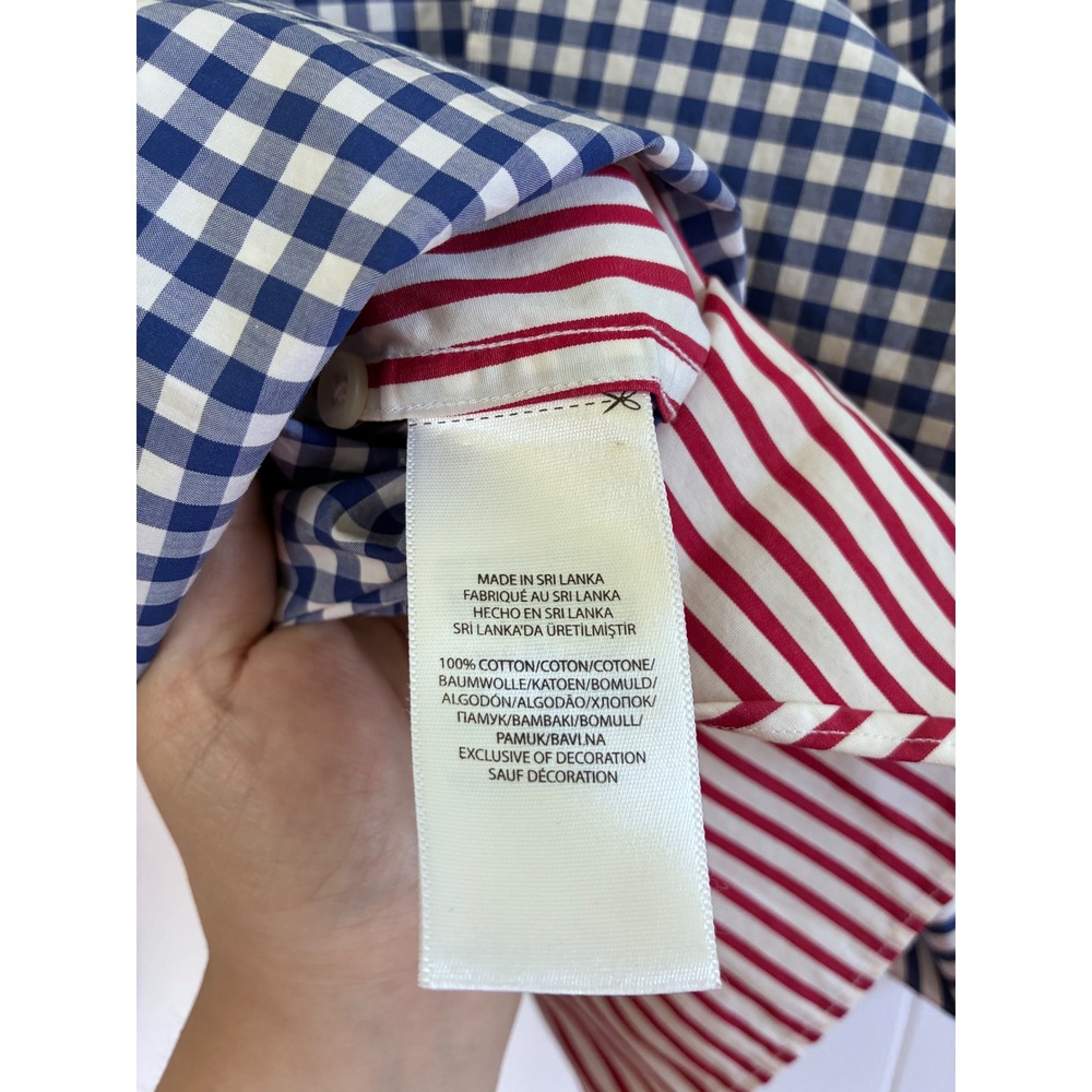 Ralph Lauren Mens Patchwork Stripe Gingham Button Down Shirt Red Blue White L - Picture 6 of 7